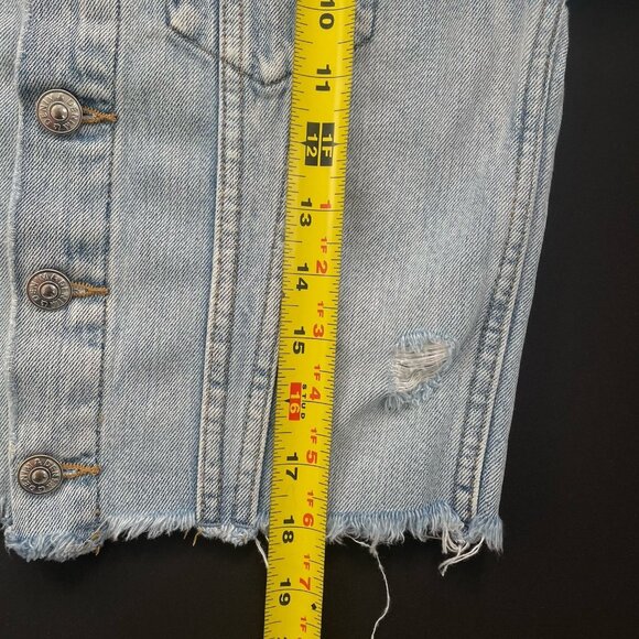 H&M x Coachella Women’s 4 Denim Jean Crop Distressed Jacket Small Button Up - Picture 6 of 9